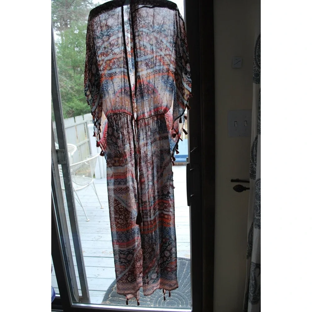 Agua Bendita Sienna Story Sam Maxi Tunic One Size Fits All Cover Up Kimono